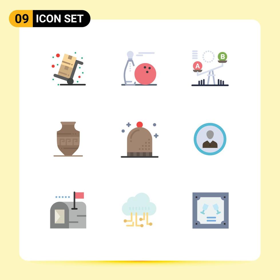 9 Thematic Vector Flat Colors and Editable Symbols of jar ancient jar play amphora seesaw Editable Vector Design Elements