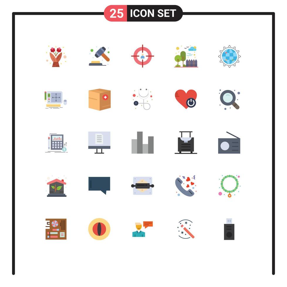 25 Creative Icons Modern Signs and Symbols of globe park goal cityscape building Editable Vector Design Elements