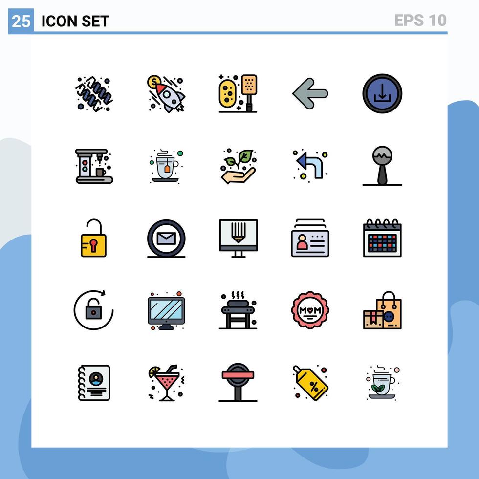 Set of 25 Modern UI Icons Symbols Signs for basic point back bath back arrow Editable Vector Design Elements