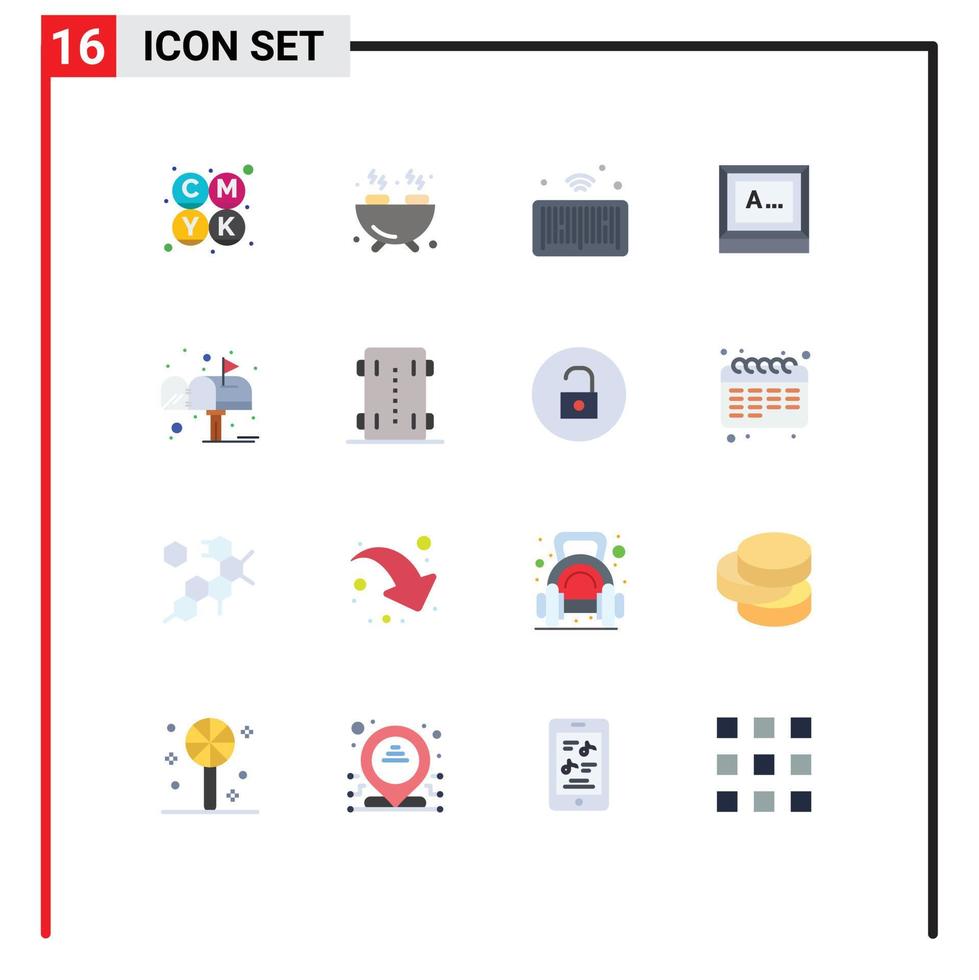 16 Universal Flat Colors Set for Web and Mobile Applications post letter iot box text Editable Pack of Creative Vector Design Elements