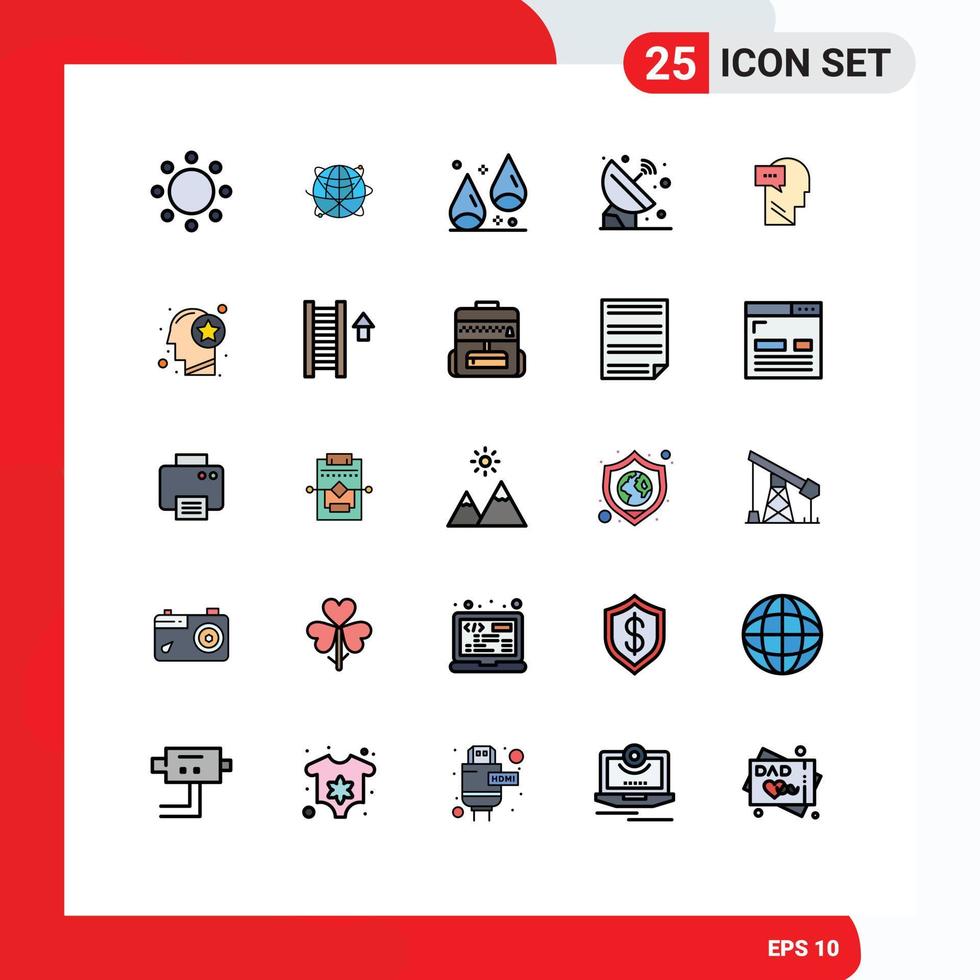 conjunto de 25 iconos modernos de ui símbolos signos para órbita satélite internet acción de gracias castaño elementos de diseño vectorial editables vector