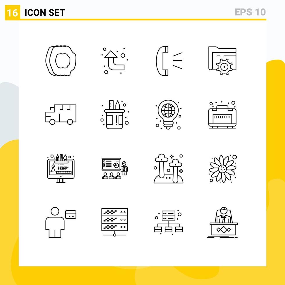 16 Thematic Vector Outlines and Editable Symbols of school computing answer gear folder Editable Vector Design Elements