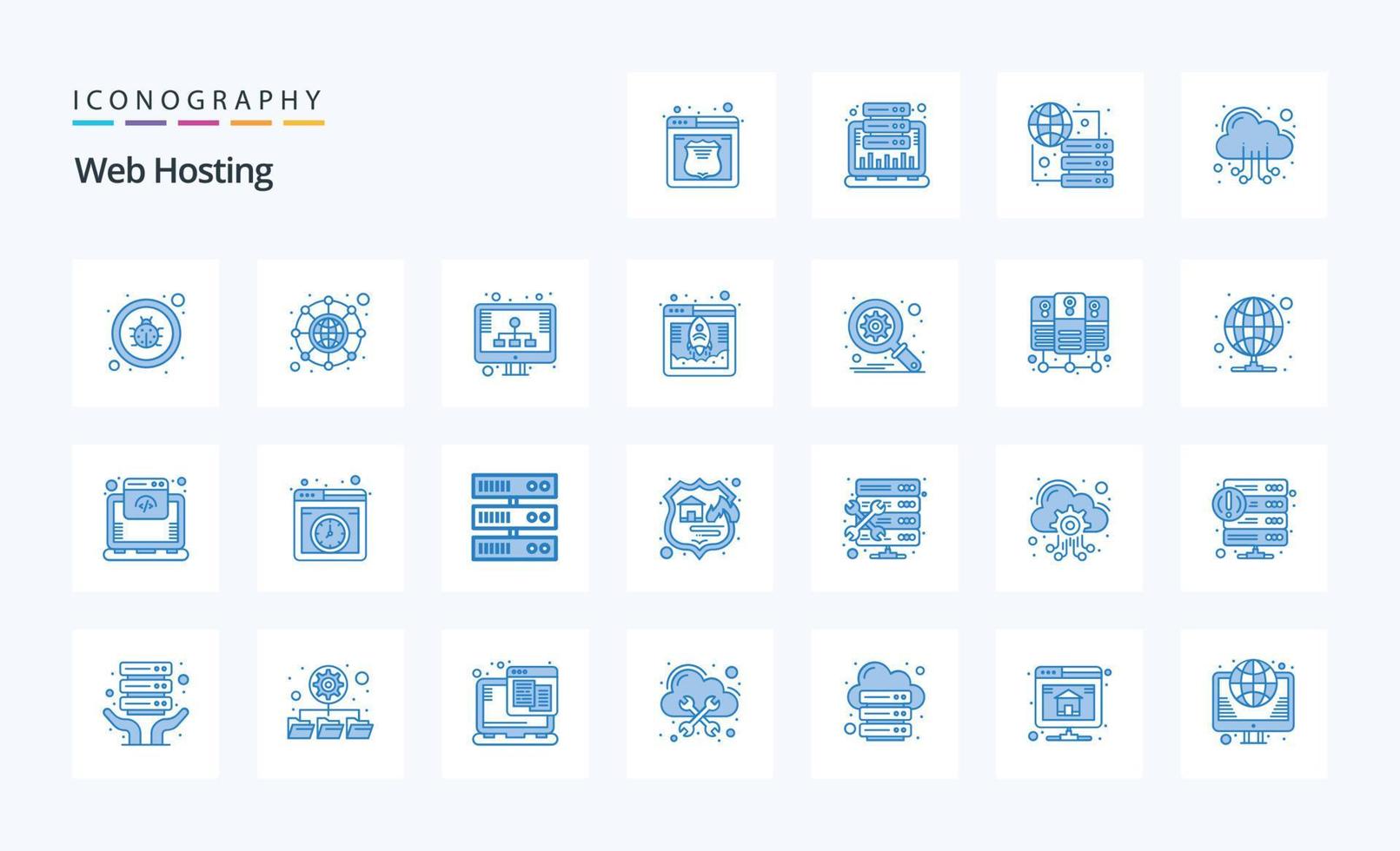 25 Web Hosting Blue icon pack vector