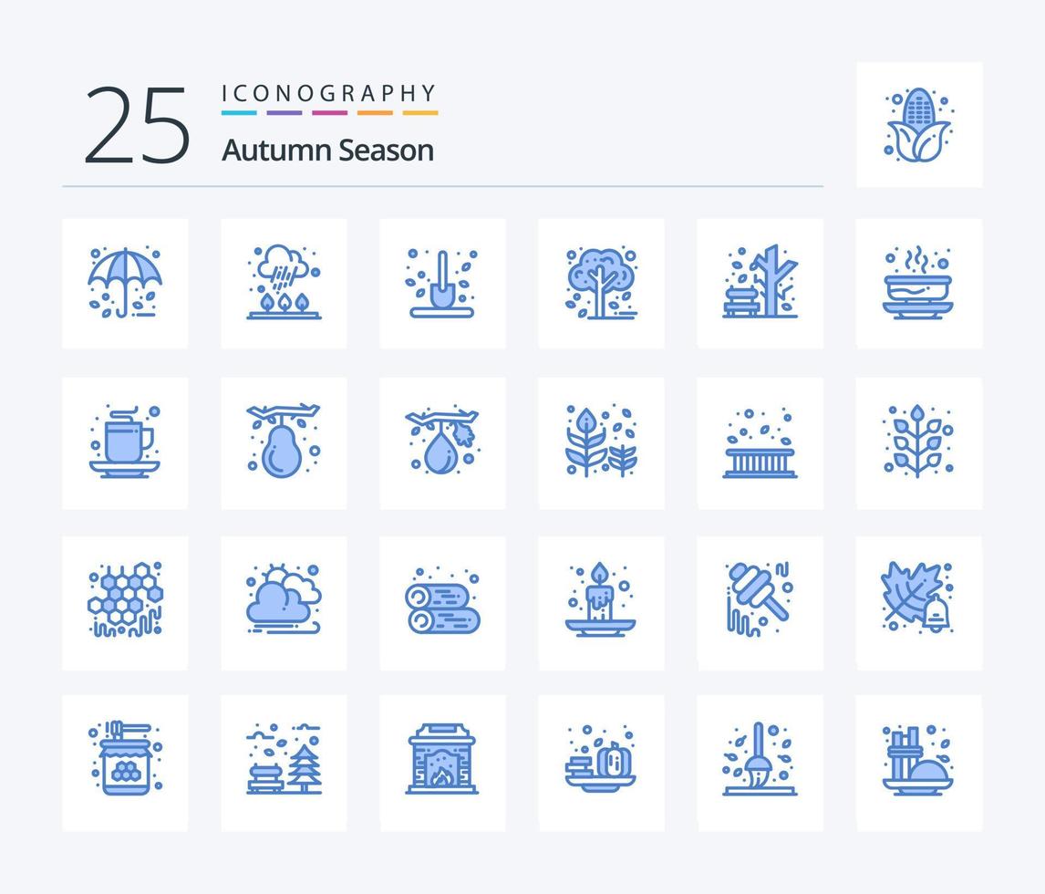 Autumn 25 Blue Color icon pack including bowl. plant. autumn. fall. shovel vector