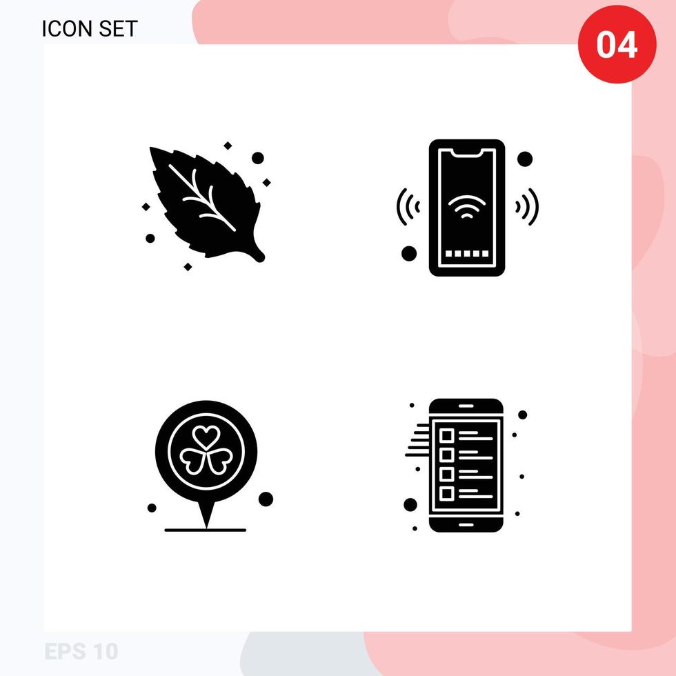 Solid Glyph Pack of 4 Universal Symbols of environment location phone connect heart Editable Vector Design Elements