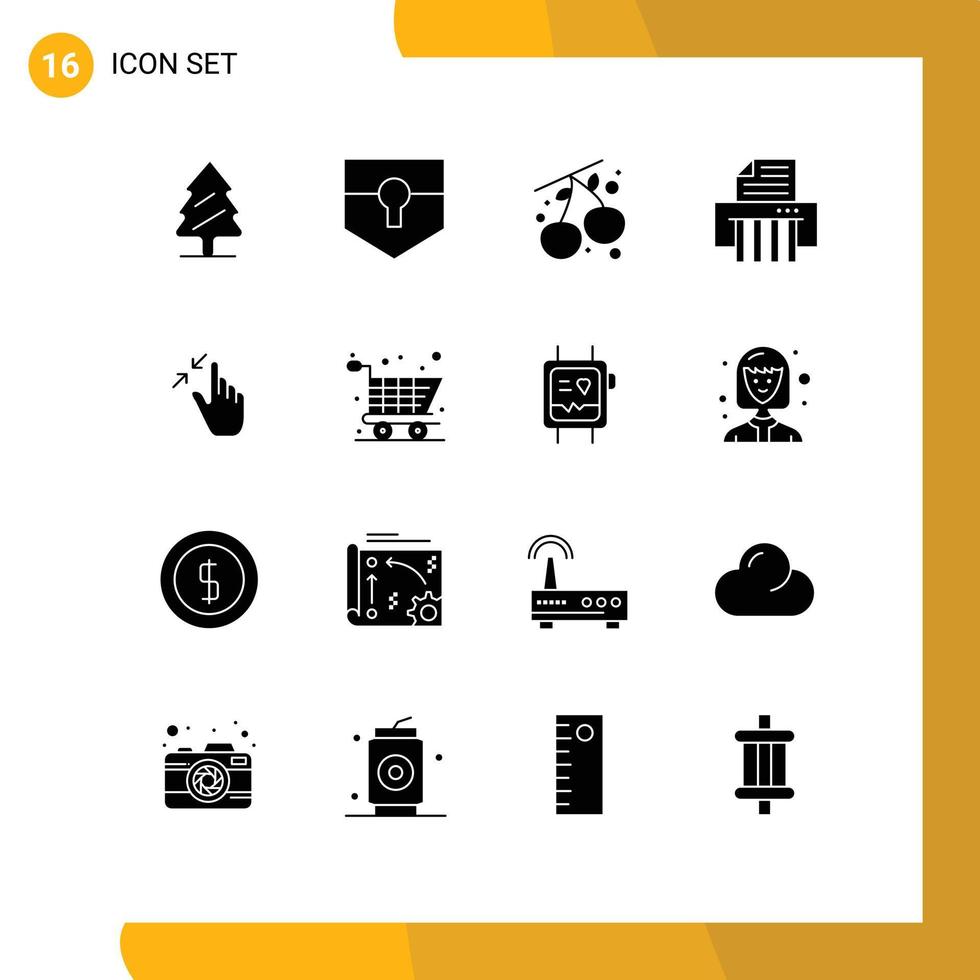 paquete de iconos de vector de stock de 16 signos y símbolos de línea para gestos de pellizco elementos de diseño de vector editables de papel de contrato de bayas