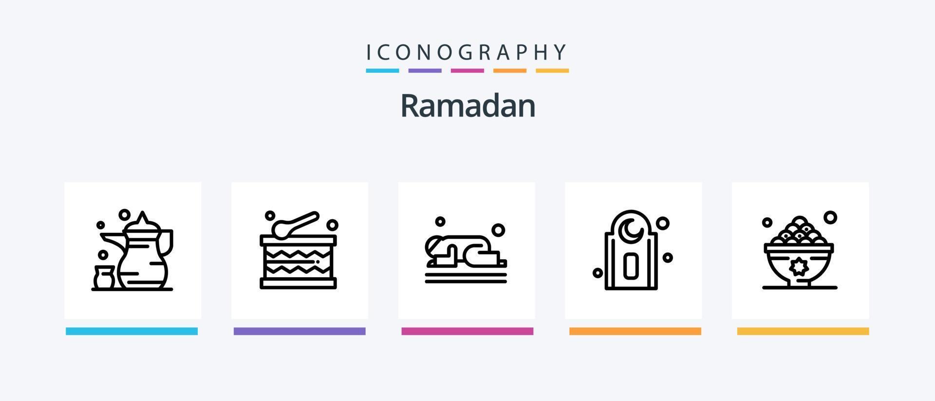 Ramadan Line 5 Icon Pack Including moon. help. islam. hands. care. Creative Icons Design vector