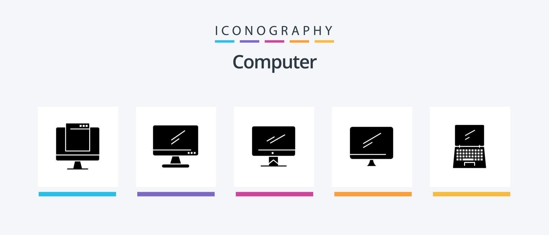 Computer Glyph 5 Icon Pack Including . imac. mobile. device. Creative Icons Design vector