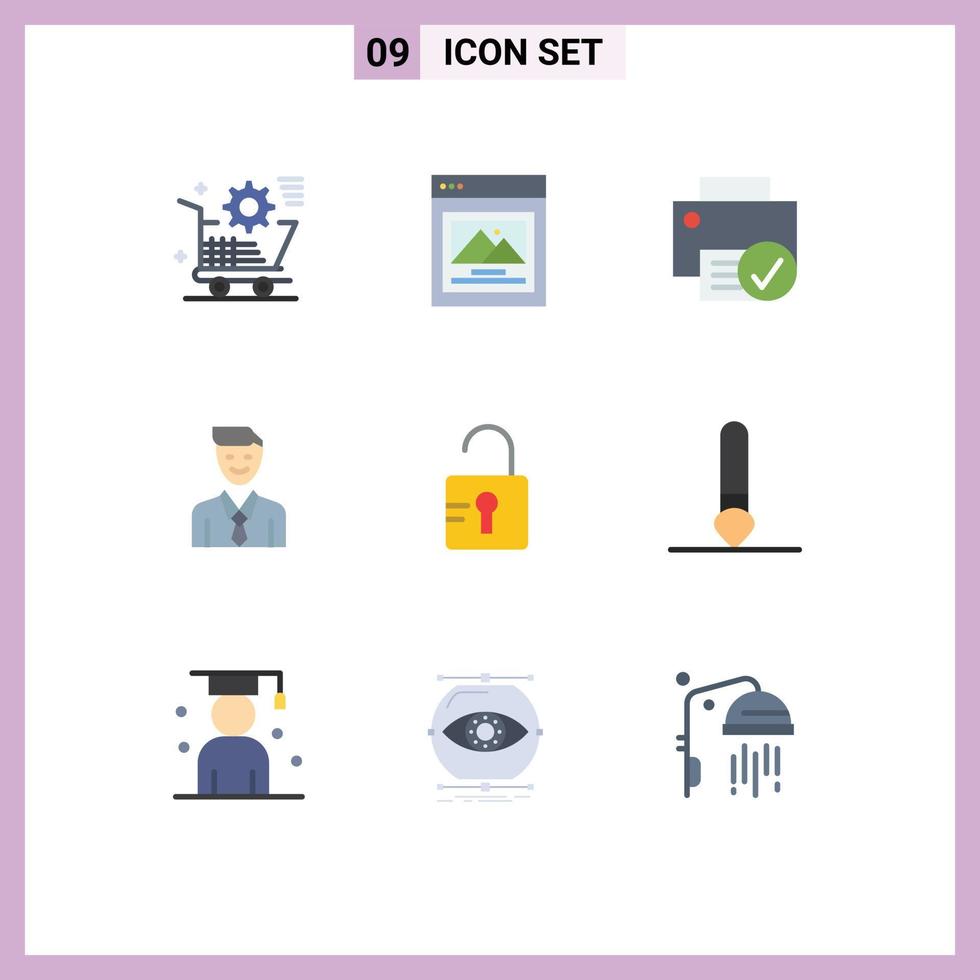 Set of 9 Modern UI Icons Symbols Signs for selection job computers executive hardware Editable Vector Design Elements