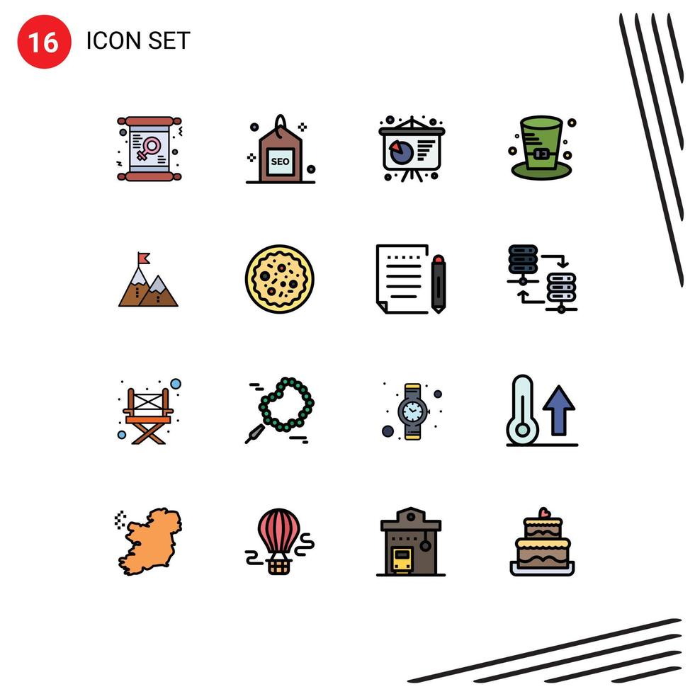 16 Flat Color Filled Line concept for Websites Mobile and Apps success hat search detective poster presentation Editable Creative Vector Design Elements