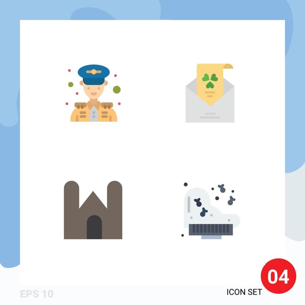 Pack of 4 Modern Flat Icons Signs and Symbols for Web Print Media such as police castle building e greeting fortress Editable Vector Design Elements
