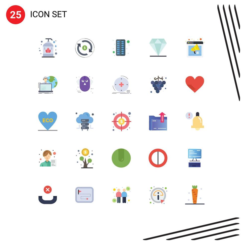 Set of 25 Modern UI Icons Symbols Signs for internet expensive antivirus rich diamond Editable Vector Design Elements