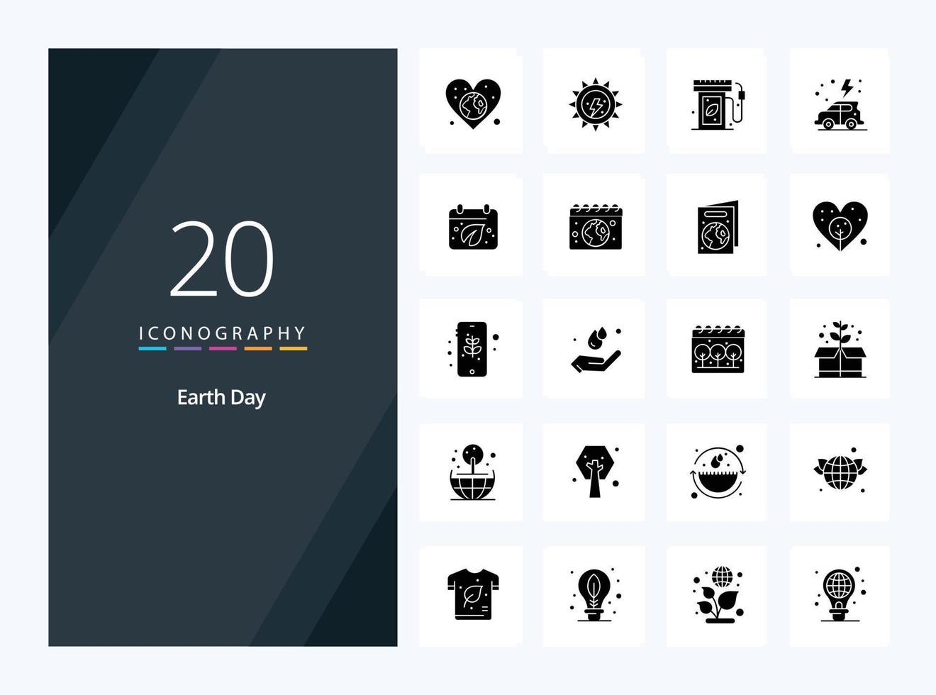 20 Earth Day Solid Glyph icon for presentation vector
