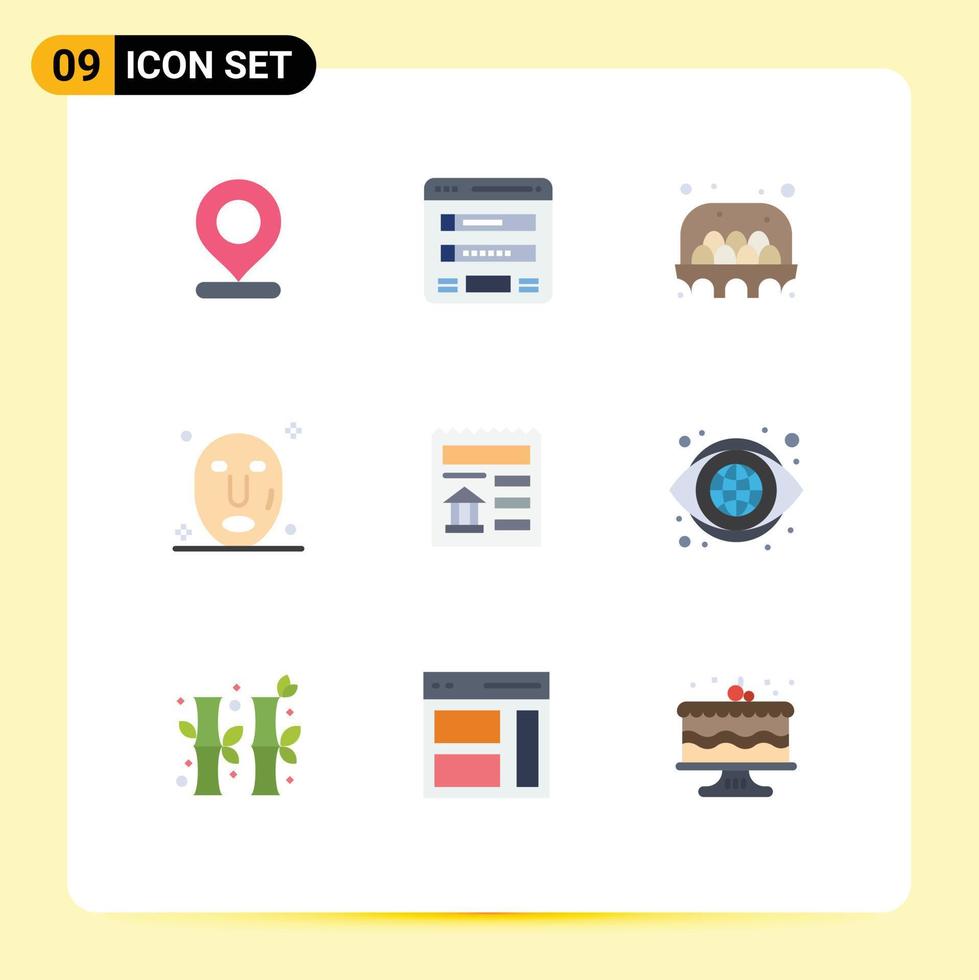 9 Creative Icons Modern Signs and Symbols of document spa web mask food Editable Vector Design Elements