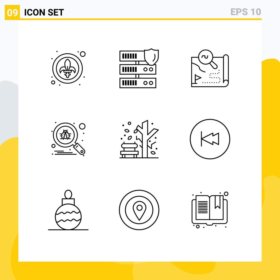 9 Universal Outlines Set for Web and Mobile Applications autumn search destination scan search Editable Vector Design Elements