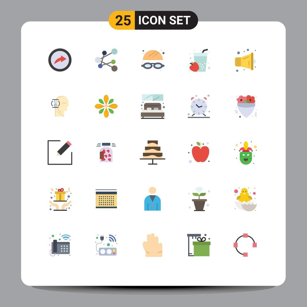 25 Universal Flat Colors Set for Web and Mobile Applications celebrate user food glass speaker Editable Vector Design Elements