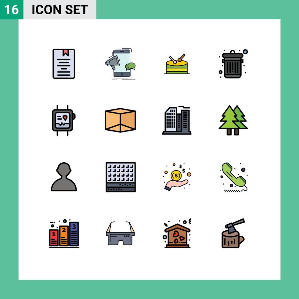 16 Creative Icons Modern Signs and Symbols of monitor fit band megaphone trash delete Editable Creative Vector Design Elements