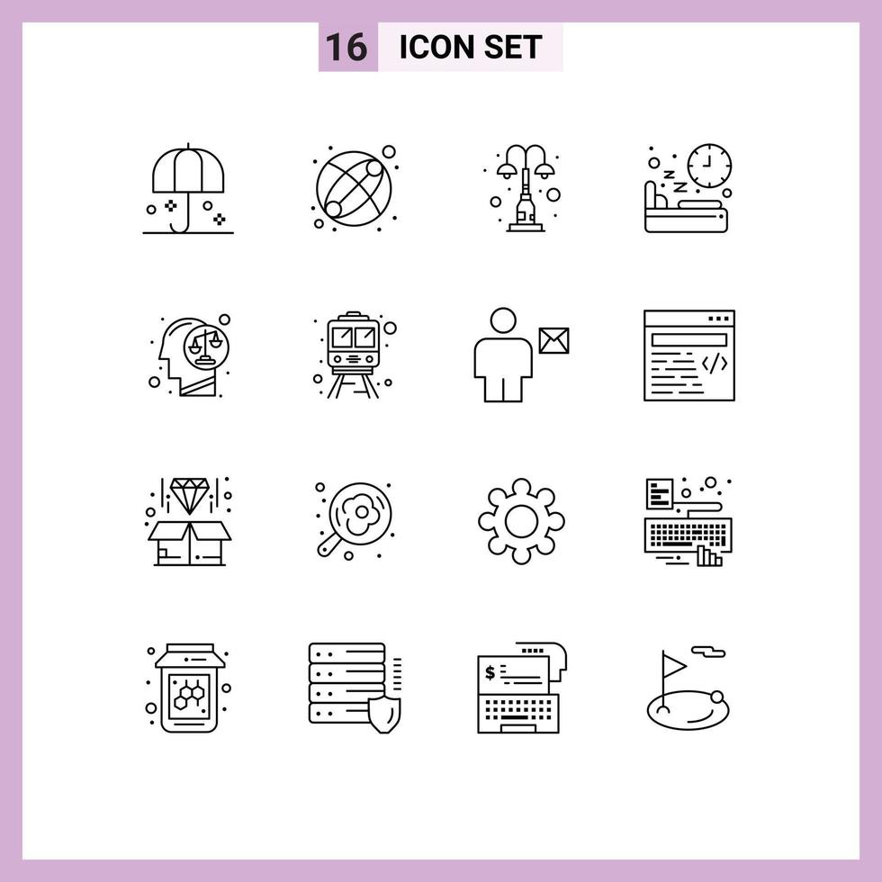 16 Thematic Vector Outlines and Editable Symbols of time nutrition elements diet street Editable Vector Design Elements