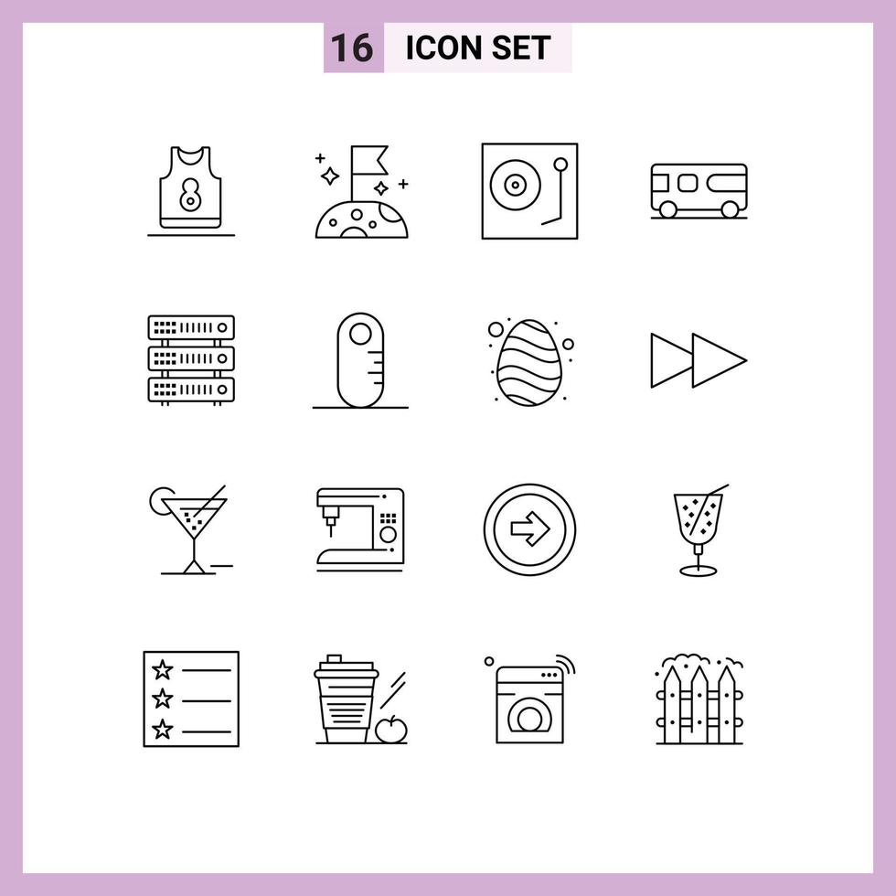 16 Creative Icons Modern Signs and Symbols of database van devices combo vinyl Editable Vector Design Elements