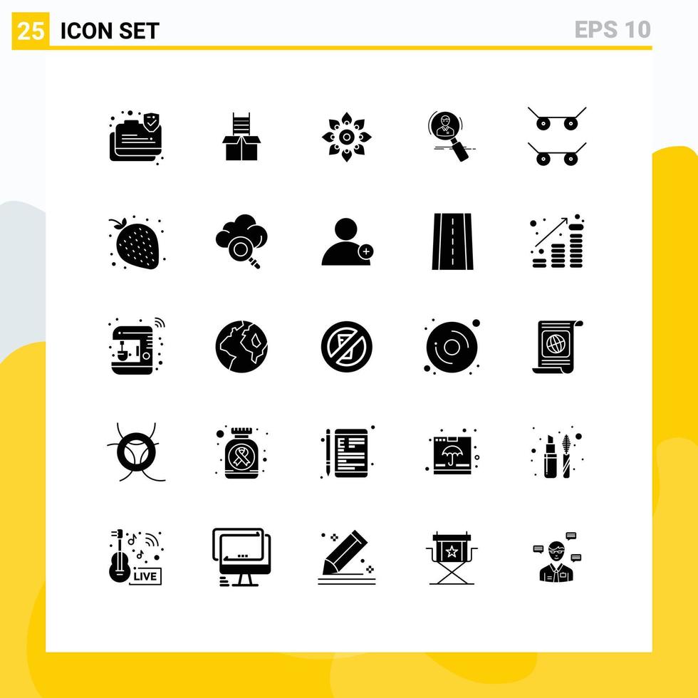 Pictogram Set of 25 Simple Solid Glyphs of hunting employee celebrate search hindu Editable Vector Design Elements