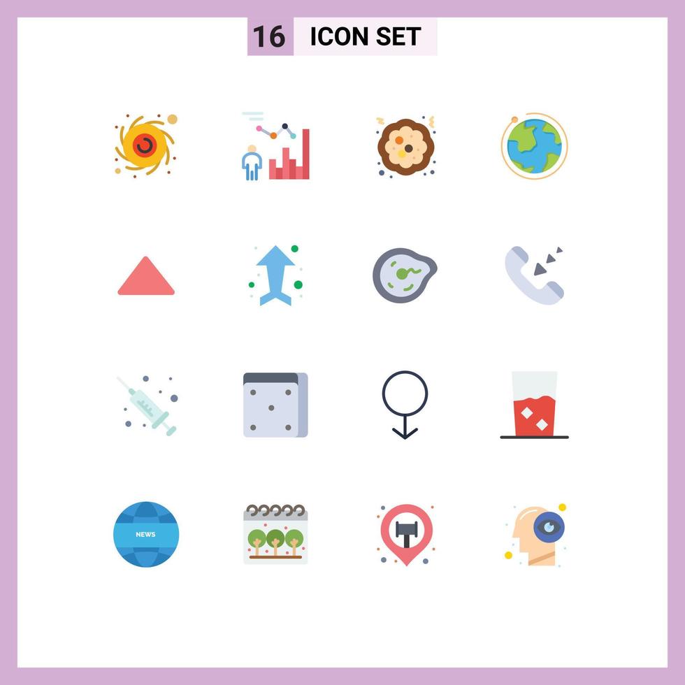 16 Universal Flat Color Signs Symbols of up hotel cake internet globe Editable Pack of Creative Vector Design Elements