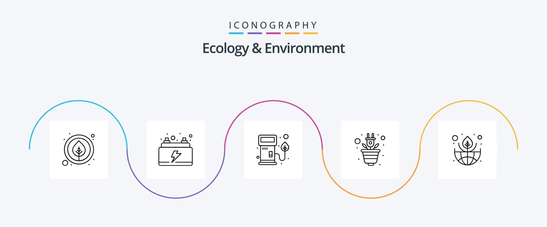 Ecology And Environment Line 5 Icon Pack Including green. plug. nozzle. plant. green vector