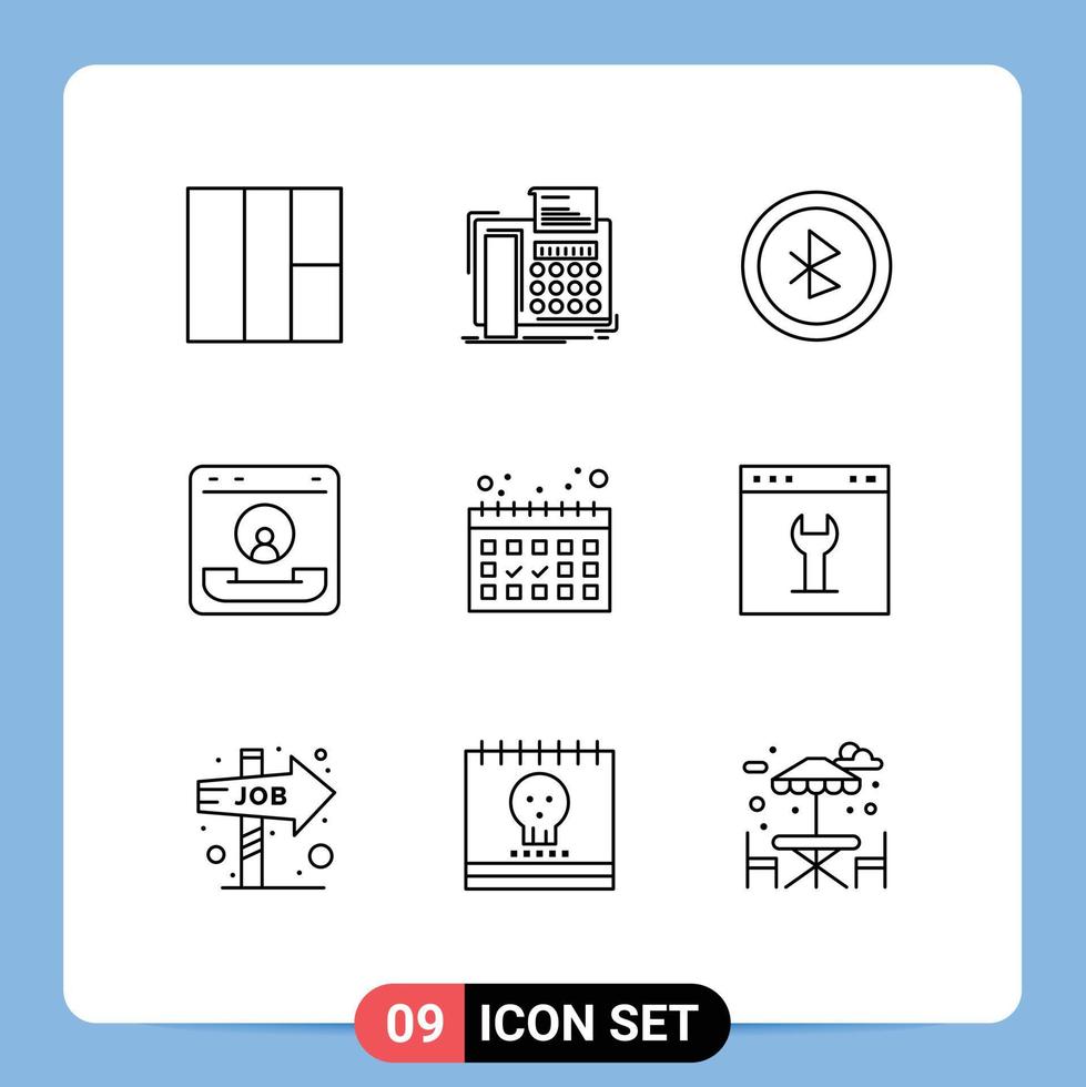 9 Thematic Vector Outlines and Editable Symbols of vacation calendar ui help communication Editable Vector Design Elements