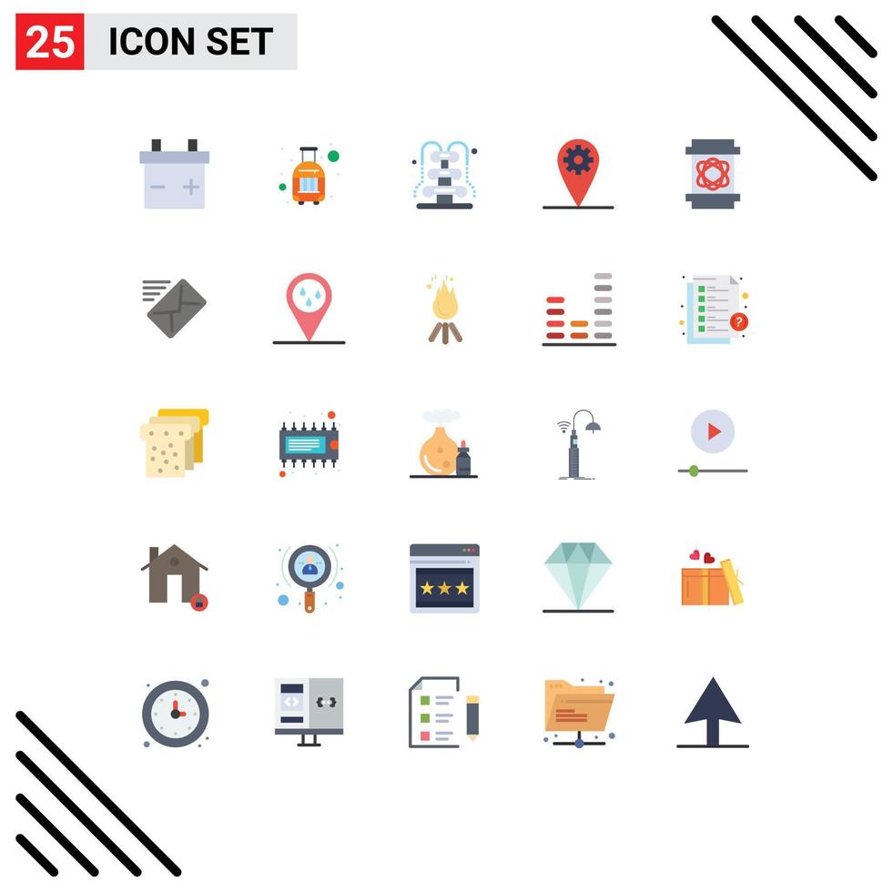 Group of 25 Modern Flat Colors Set for mail space water science barrel Editable Vector Design Elements