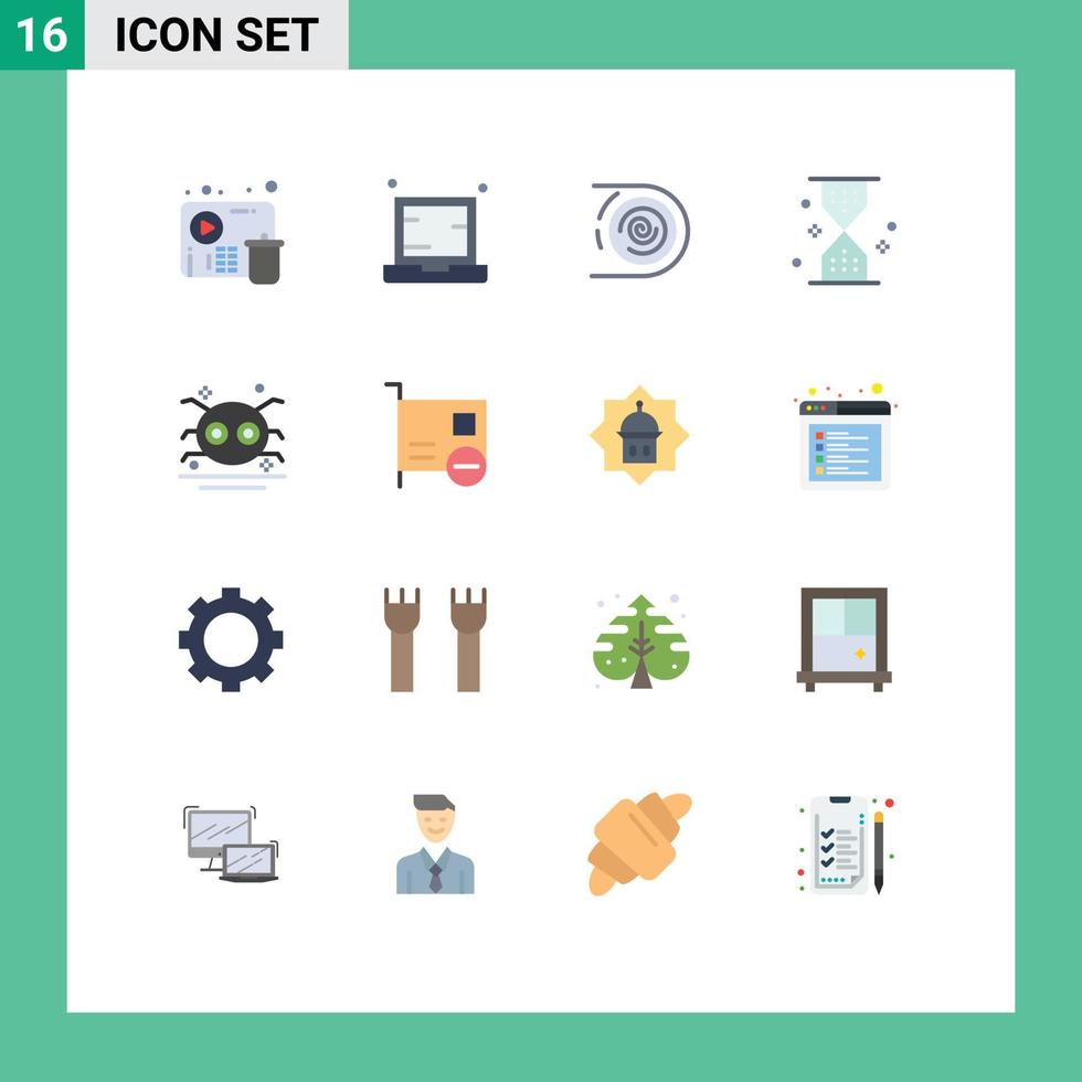 Set of 16 Modern UI Icons Symbols Signs for ui sand notebook clock disruptive Editable Pack of Creative Vector Design Elements