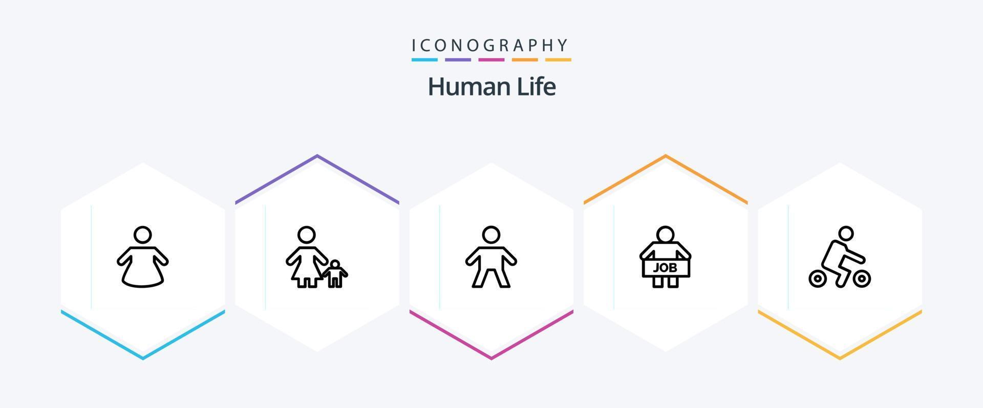 paquete de iconos humanos de 25 líneas que incluye deporte. bicicleta. niño. trabajador. oficina vector