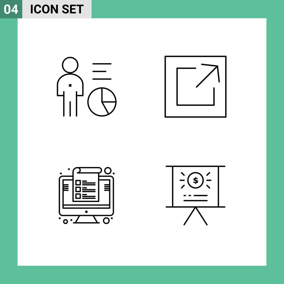 Stock Vector Icon Pack of 4 Line Signs and Symbols for chart device management link management Editable Vector Design Elements