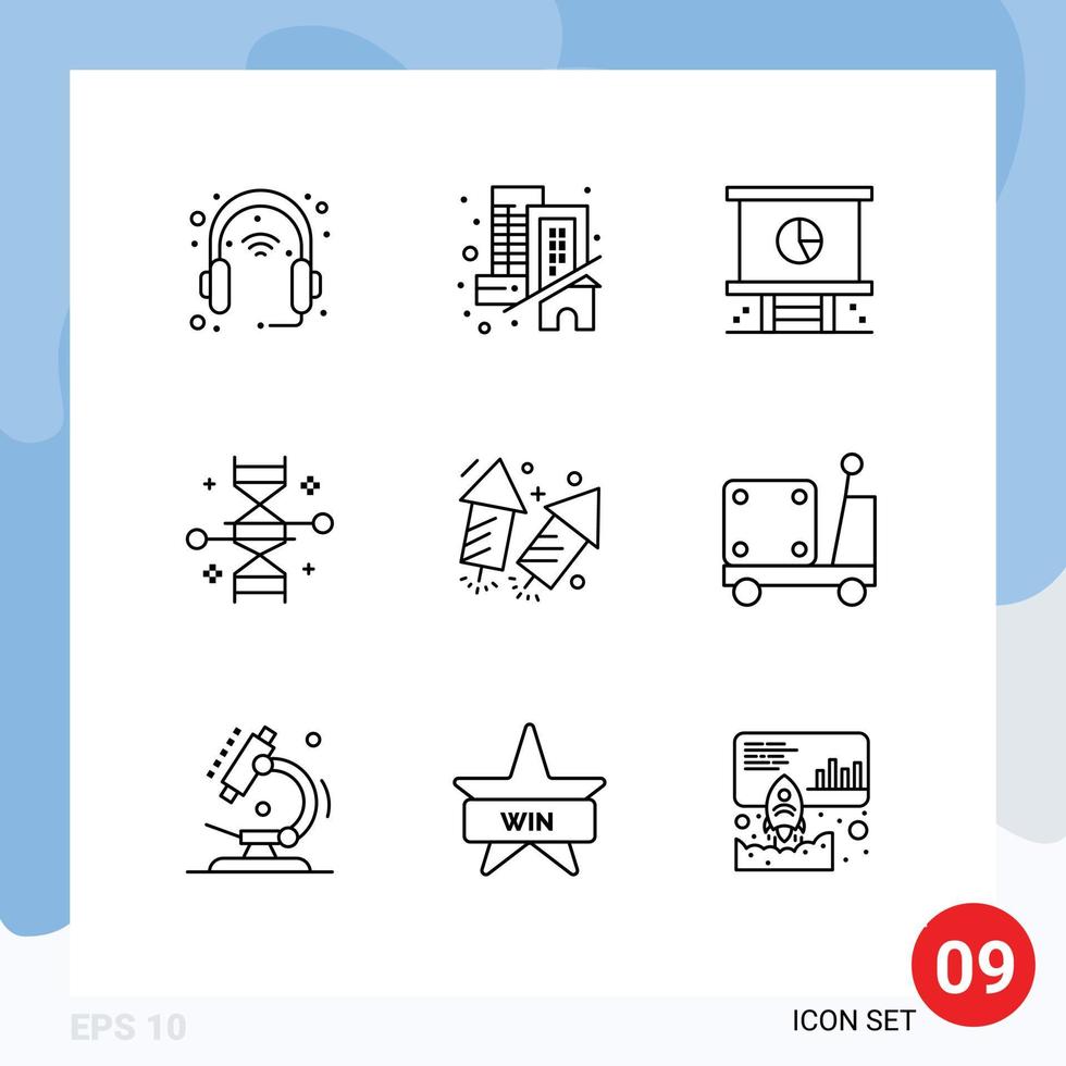 Set of 9 Modern UI Icons Symbols Signs for genetic modification dna real chromosome planning Editable Vector Design Elements