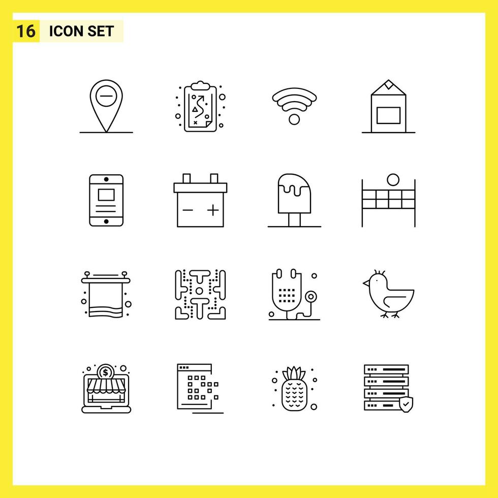 Set of 16 Vector Outlines on Grid for cold business wireless online mobile Editable Vector Design Elements