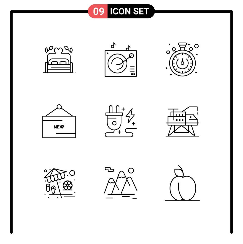 9 Outline concept for Websites Mobile and Apps power energy time promotion new Editable Vector Design Elements