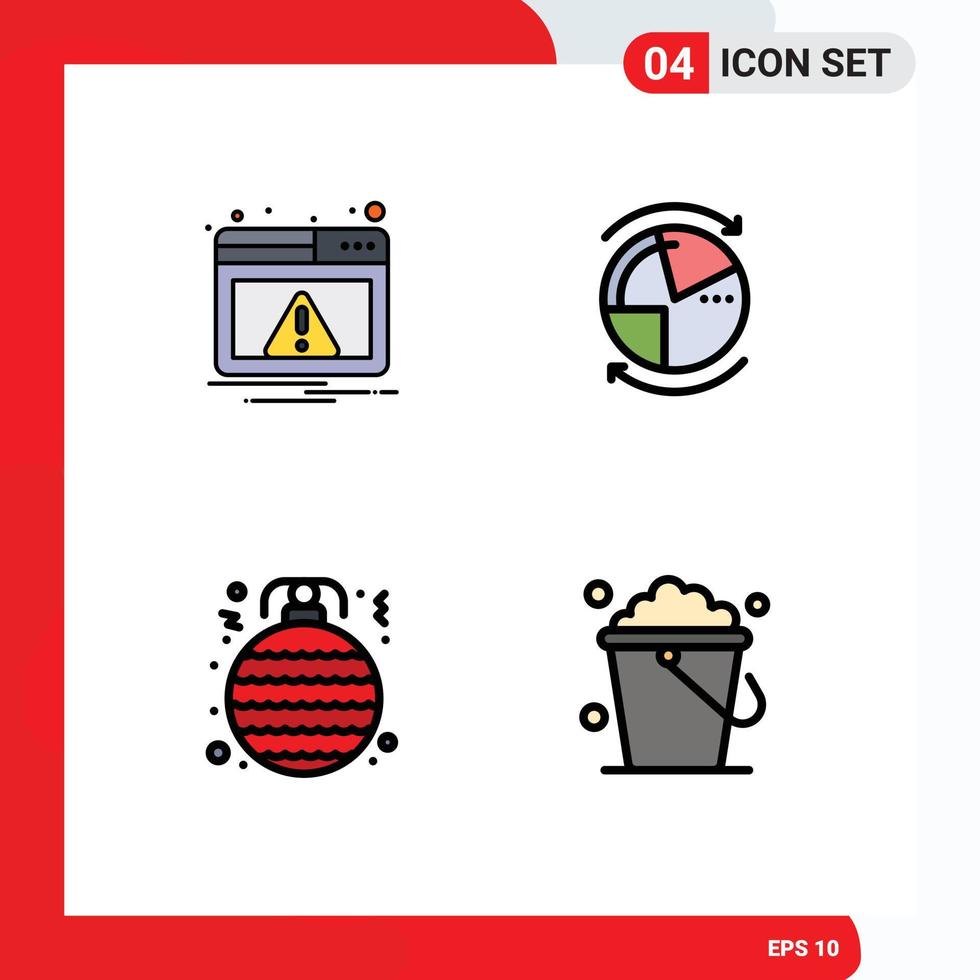 Set of 4 Modern UI Icons Symbols Signs for web ball warning graph christmas Editable Vector Design Elements