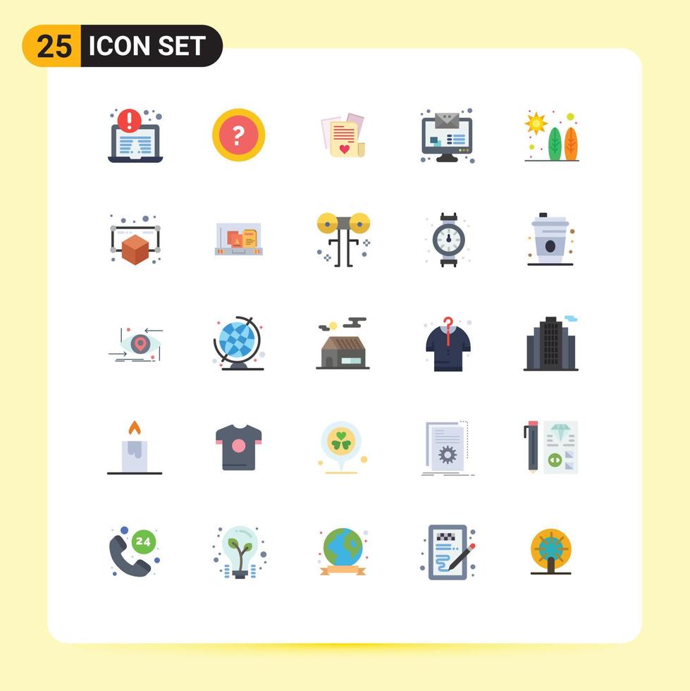 paquete de iconos de vector de stock de 25 signos y símbolos de línea para surfear archivos de playa monitor correo electrónico imac elementos de diseño de vectores editables