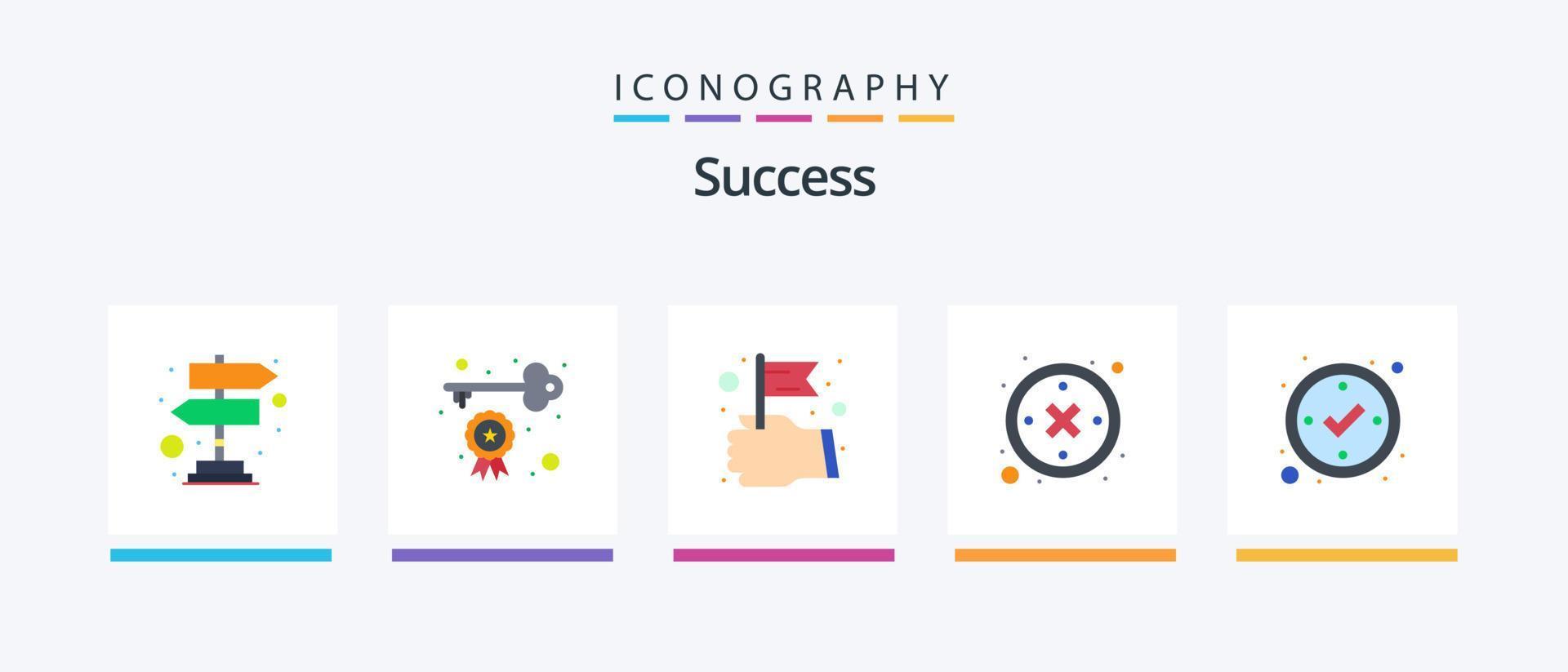 Sucess Flat 5 Icon Pack Including . success. hand. check. failure. Creative Icons Design vector