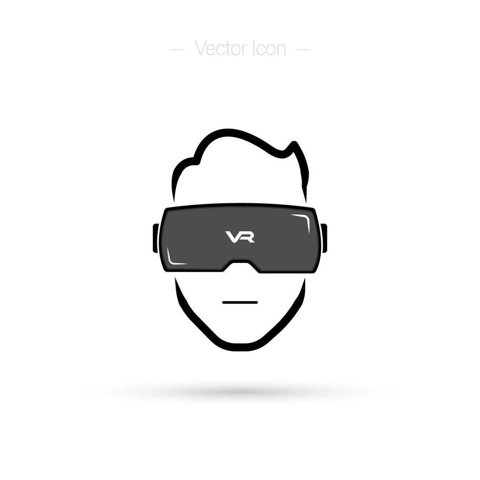 Virtual Reality Headset, Man. VR icon. Vector isolated on white background.