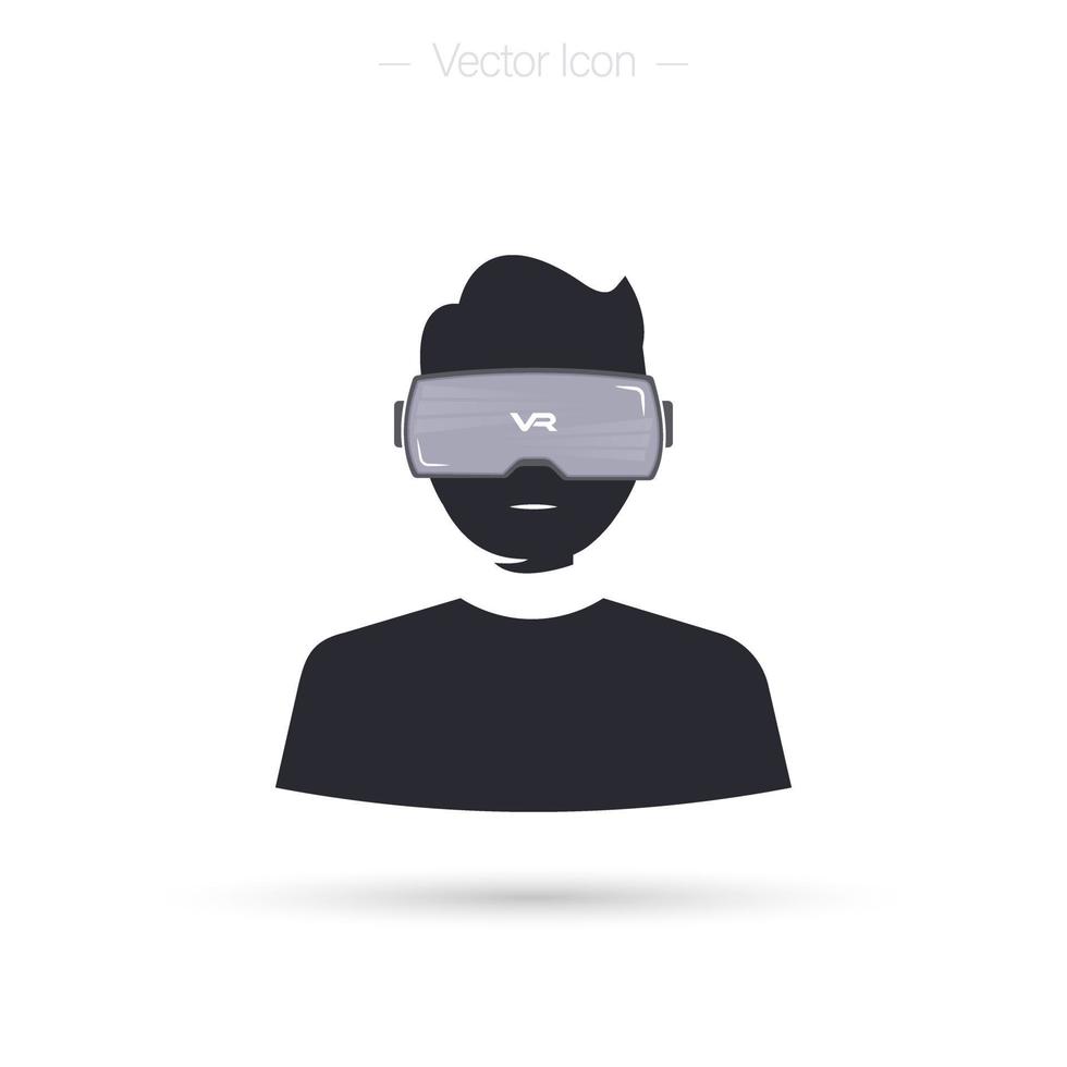 casco de realidad virtual, hombre. icono de realidad virtual. vector aislado sobre fondo blanco.