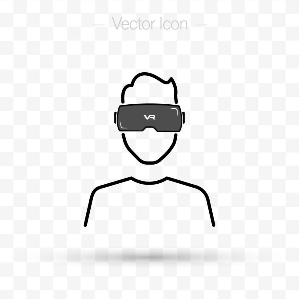 casco de realidad virtual, hombre. icono de realidad virtual. vector aislado sobre fondo blanco.