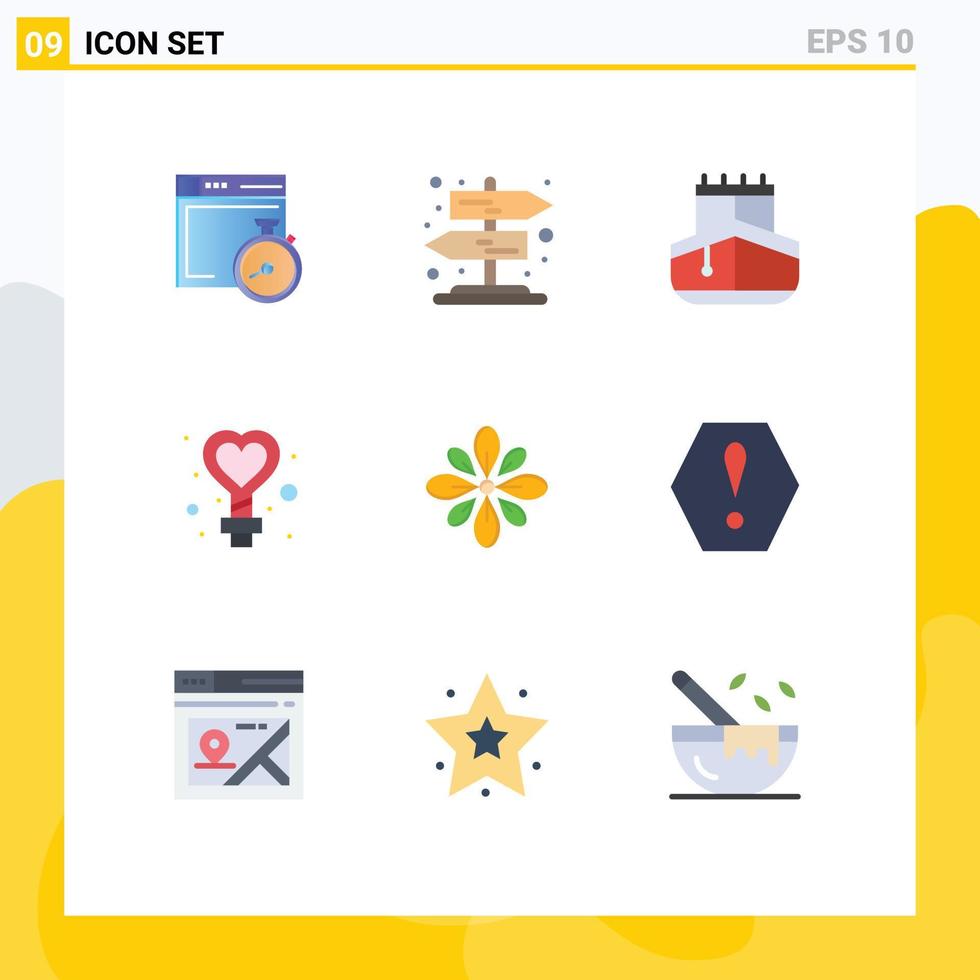User Interface Pack of 9 Basic Flat Colors of decoration celebrate transport wedding love Editable Vector Design Elements