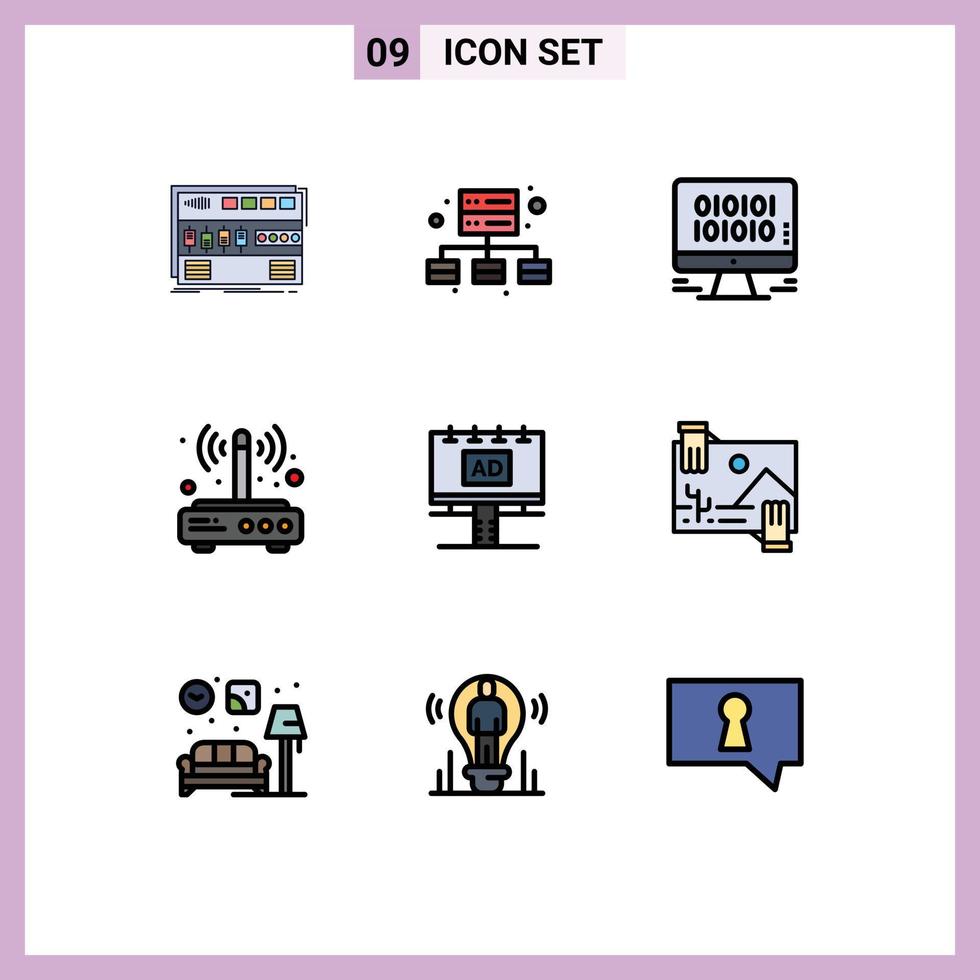 9 iconos creativos signos y símbolos modernos de datos de conexión de anuncios módem wifi elementos de diseño vectorial editables vector