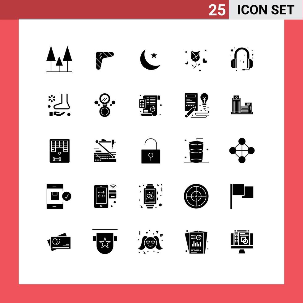 conjunto de 25 iconos de ui modernos símbolos signos para san valentín amor arma flor noche elementos de diseño vectorial editables vector