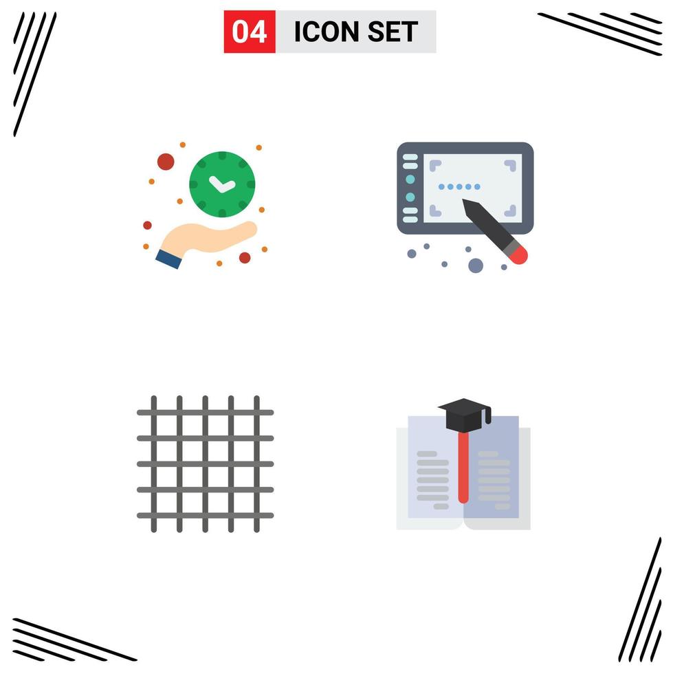 Stock Vector Icon Pack of 4 Line Signs and Symbols for clock layout time stylus streamline Editable Vector Design Elements