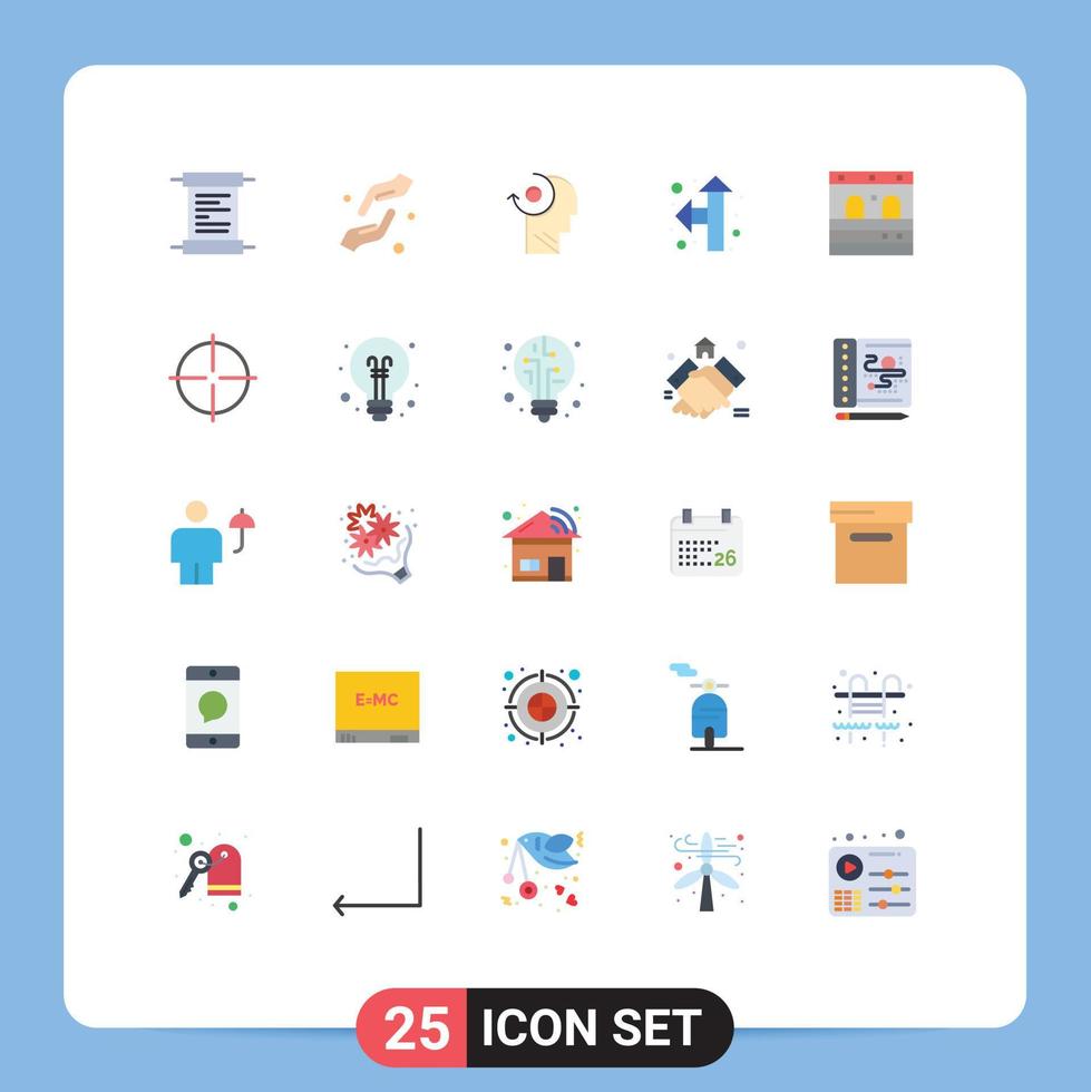 Editable Vector Line Pack of 25 Simple Flat Colors of train door clear up left direction Editable Vector Design Elements