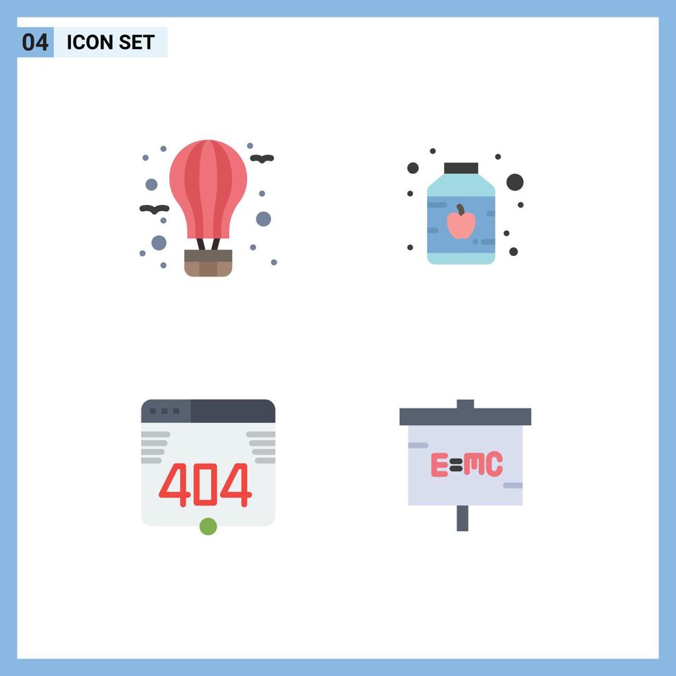 Group of 4 Flat Icons Signs and Symbols for air error hot food education Editable Vector Design Elements