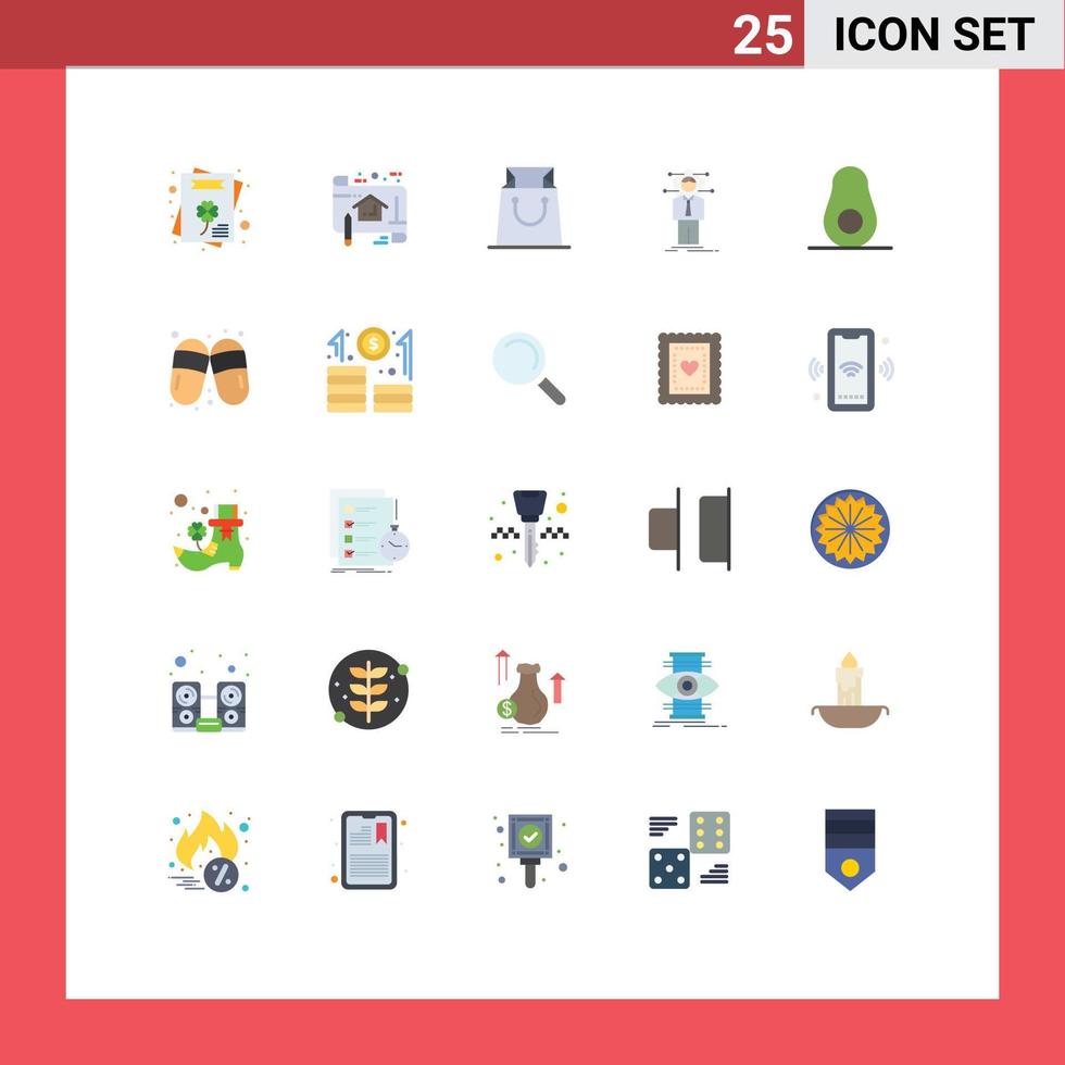 Pictogram Set of 25 Simple Flat Colors of food solution bag network connection Editable Vector Design Elements