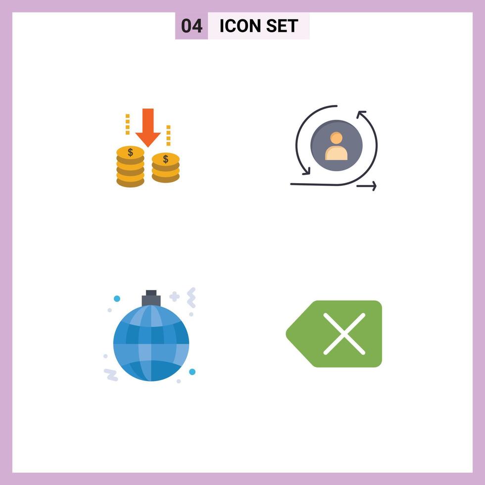 Stock Vector Icon Pack of 4 Line Signs and Symbols for money light analysis returning visiter lamp Editable Vector Design Elements