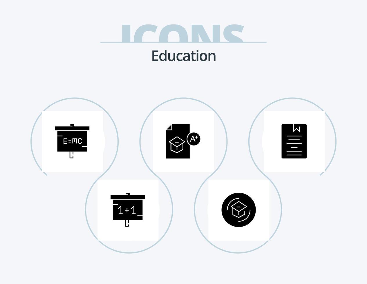 Education Glyph Icon Pack 5 Icon Design. knowledge. education. learning. research. lab vector