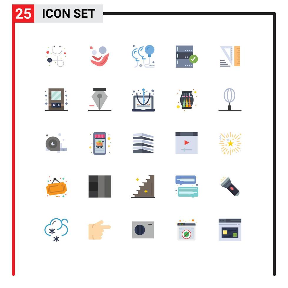 Set of 25 Modern UI Icons Symbols Signs for education check balloons base approve Editable Vector Design Elements